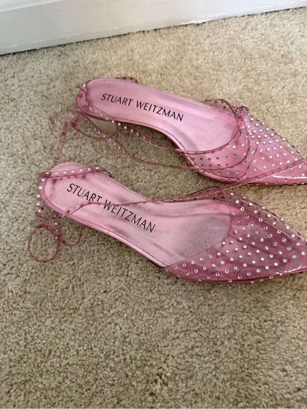 Stuart Weitzman Flats Glam Wrap Embellished Ankle Flats in Pink Jelly - Picture 3 of 8